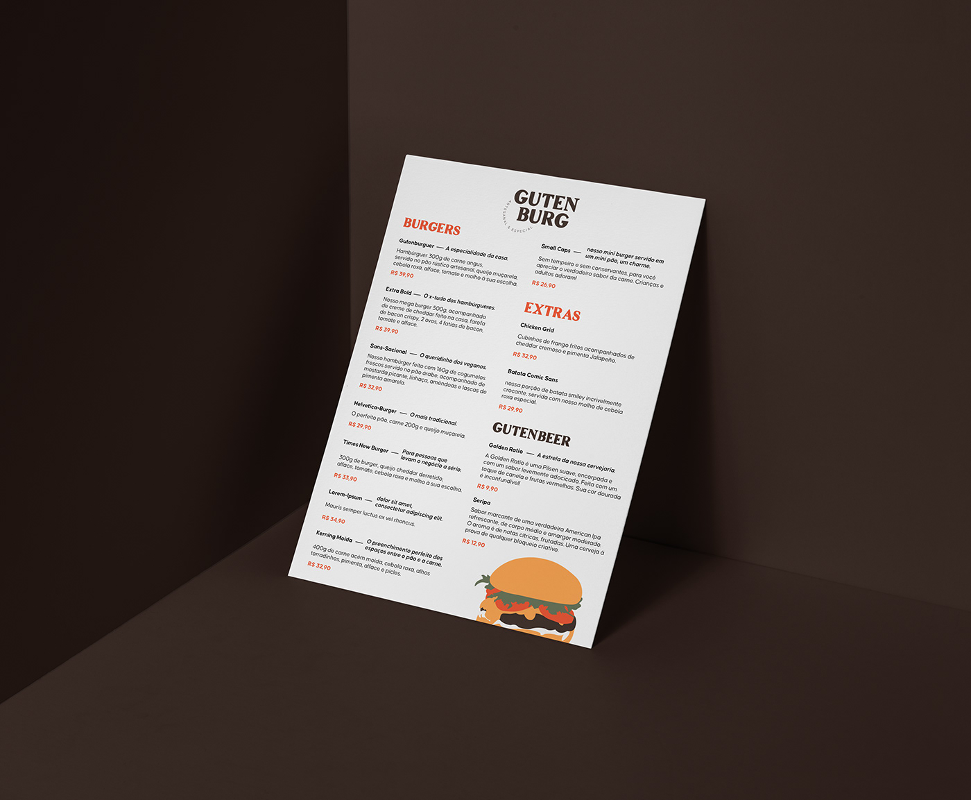 brand identity burger desafio kimura design gráfico Fast food Gutenberg gutenburg hamburger identidade visual typography  