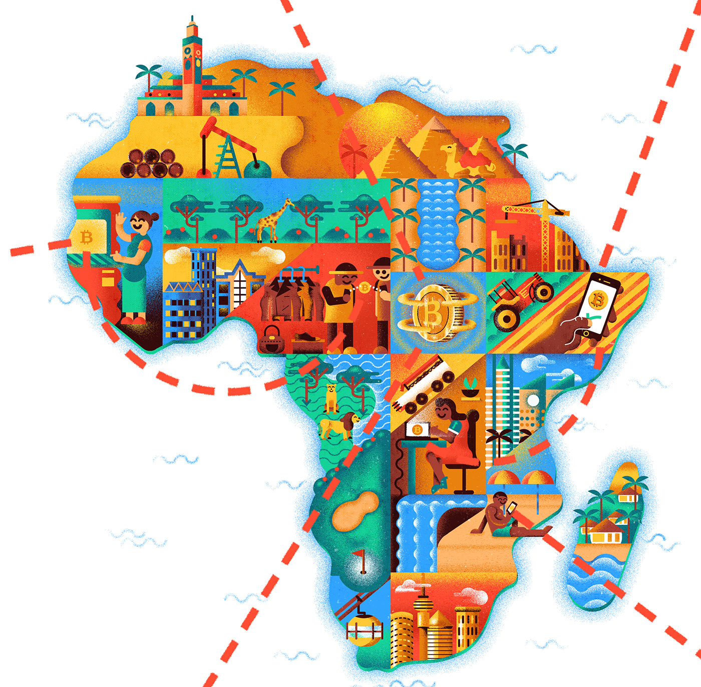 africa vector flat Colourful  southafrica texture drawings ogojiii