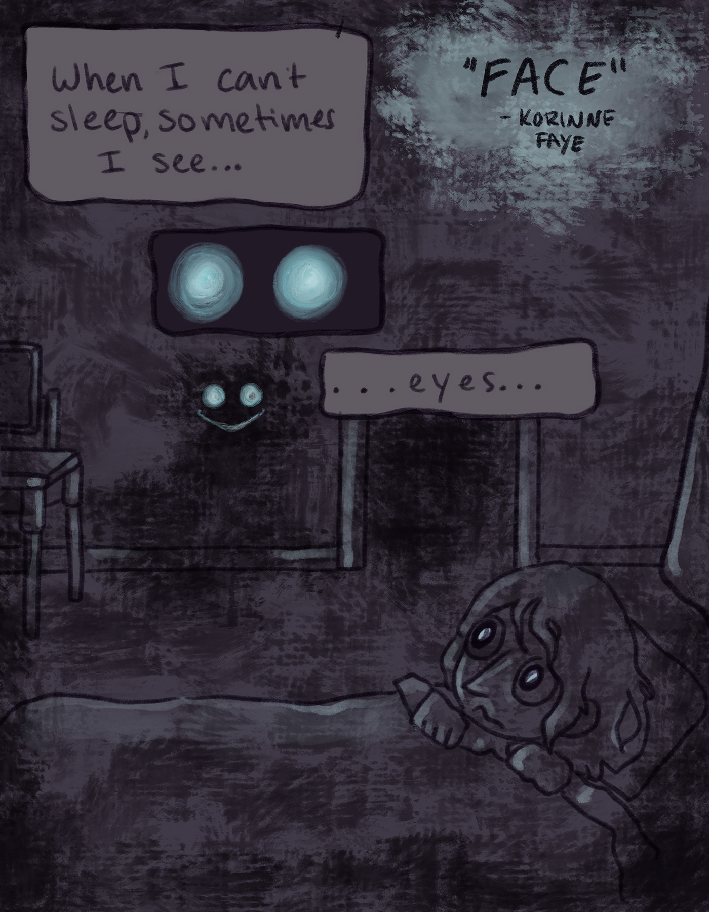 comic Blue Eyes Procreate Digital Art  sleep paralysis Ghosts