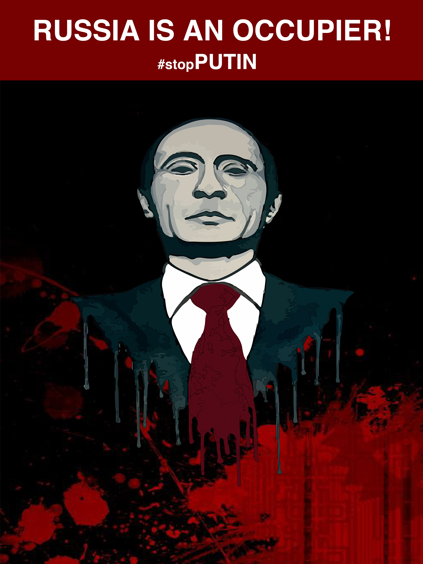 adobe illustrator photoshop Russia War Occupier Digital Art  black White poster