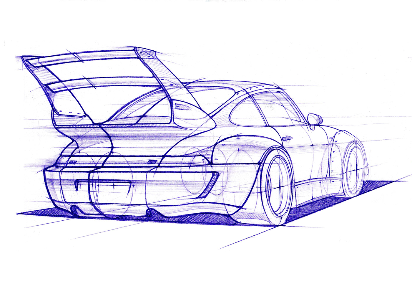 Porsche Porsche 911 magnus walker 911 rwb Rauh-welt Begriff car sketch automotive sketch car design Car Illustrations stance