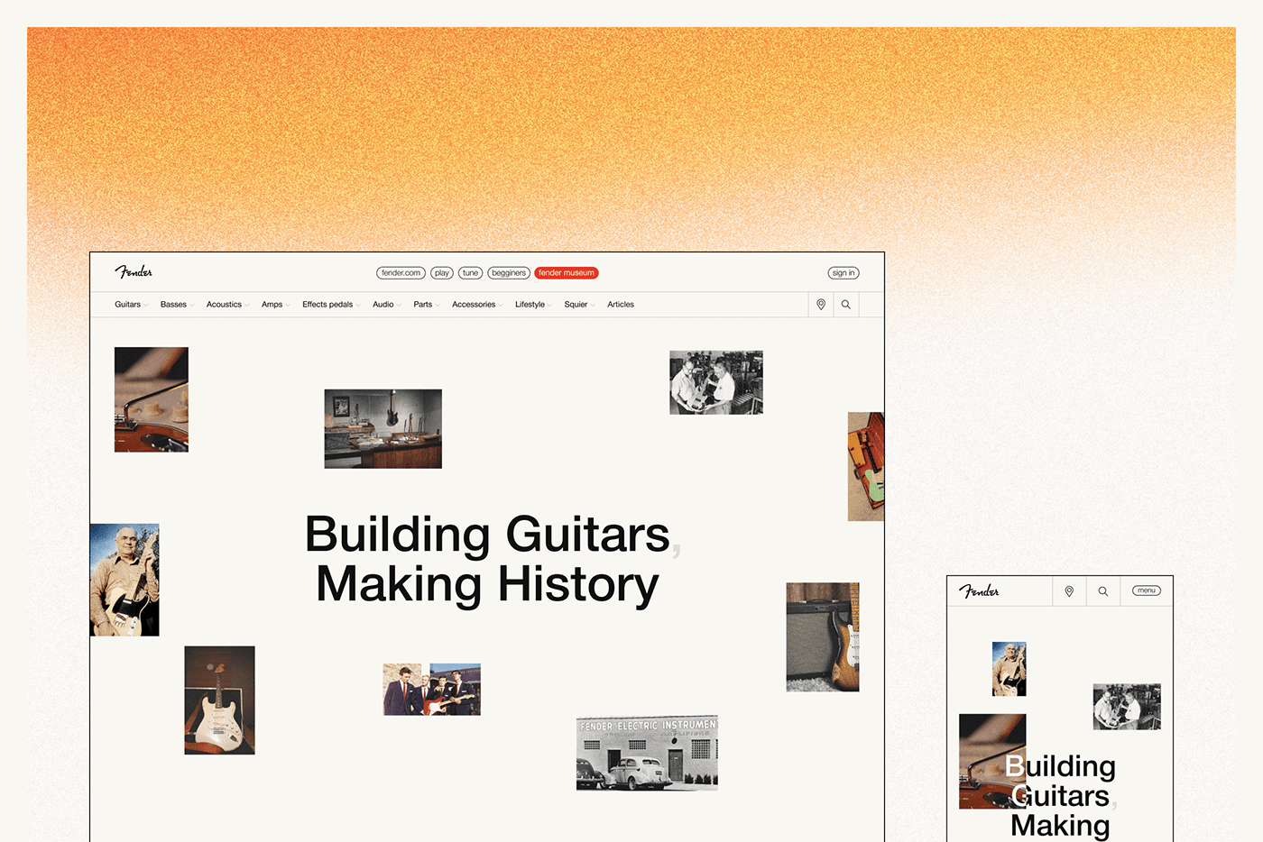 concept fender grid guitar helvetica interaction minimal ux/ui Web Website