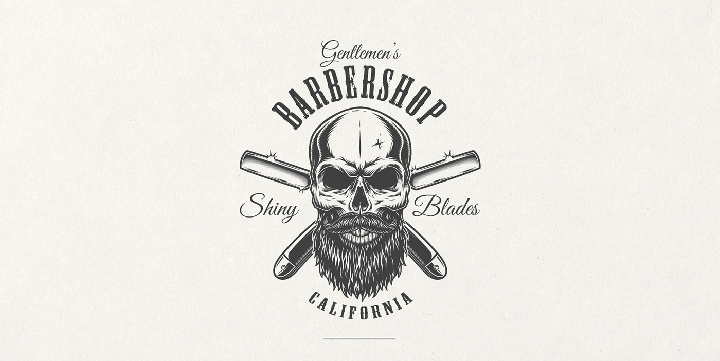barber barbershop vector ILLUSTRATION  skull emblem logo badge