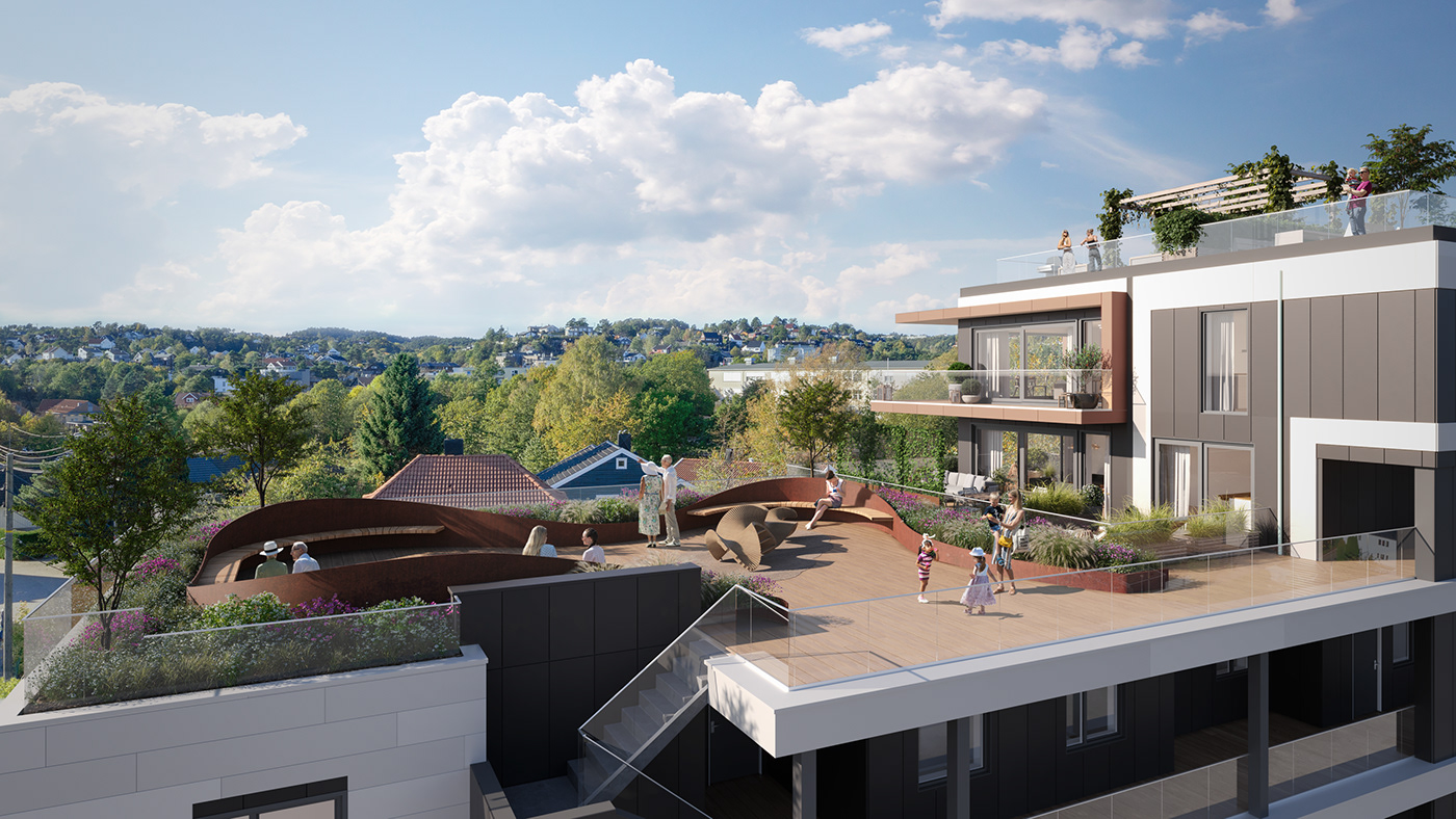 3D architecture archviz exterior interior design  norvay Render rendering rooftop visualization