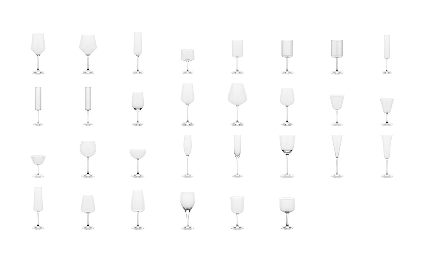 glassware wine cocktail drinking glass 3D 3d modeling modelling houdini cinema 4d