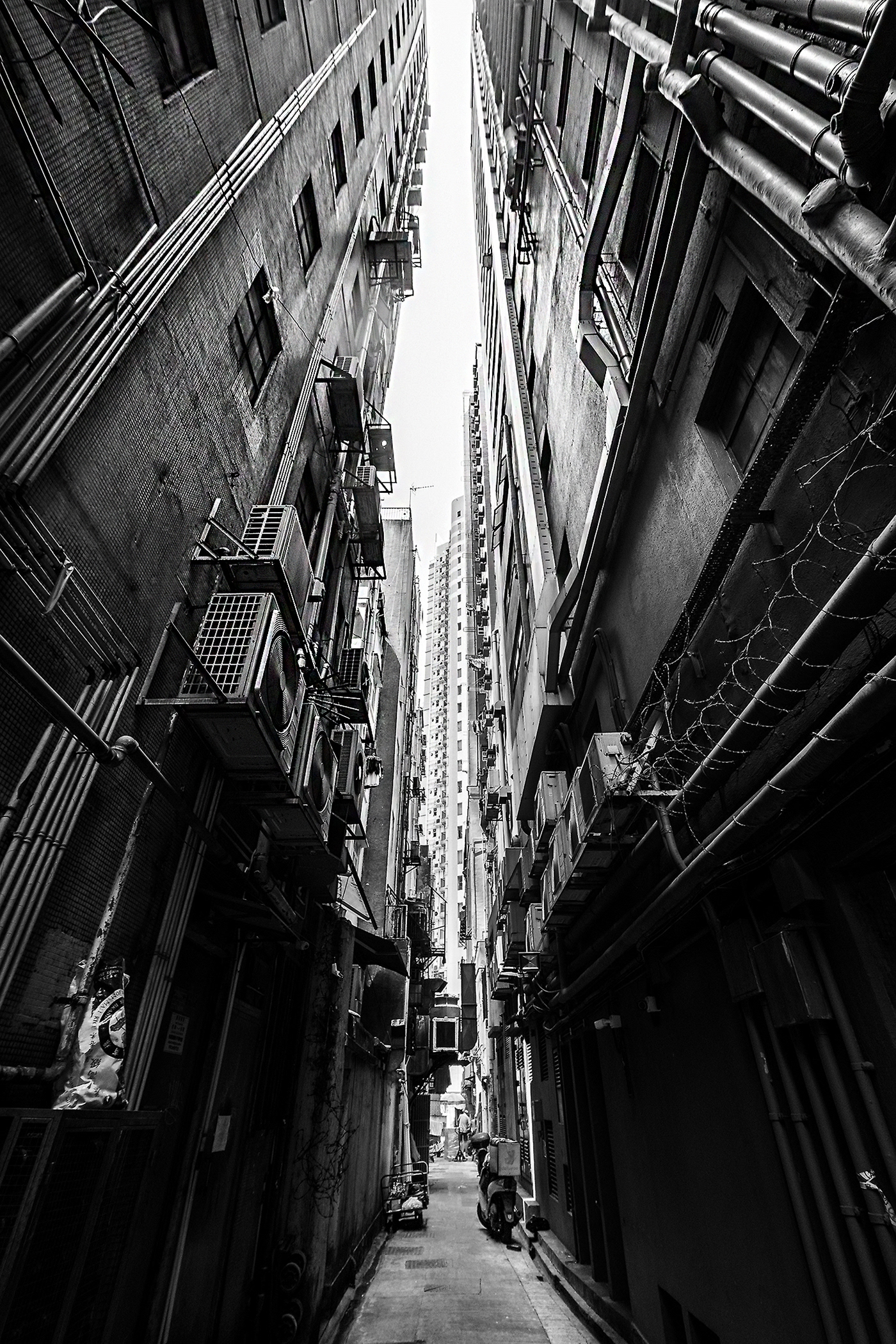 alley black and white monochrome series Street typology Hong Kong building city Photography 
