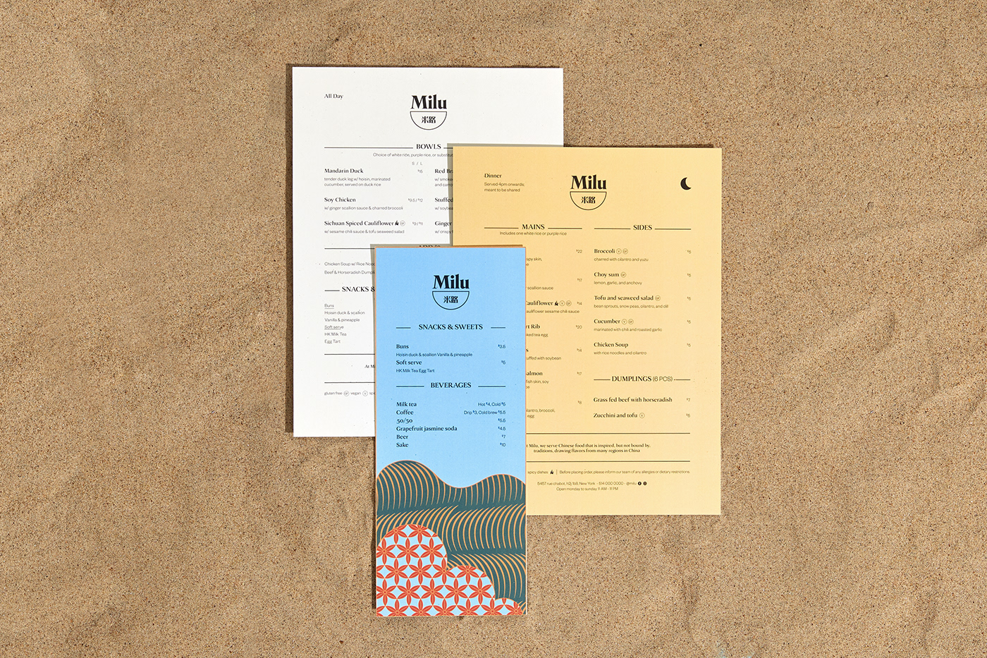 all day cafe branding  cafe chinese design chinese restaurant milu restaurant restaurant NYC identity ILLUSTRATION 