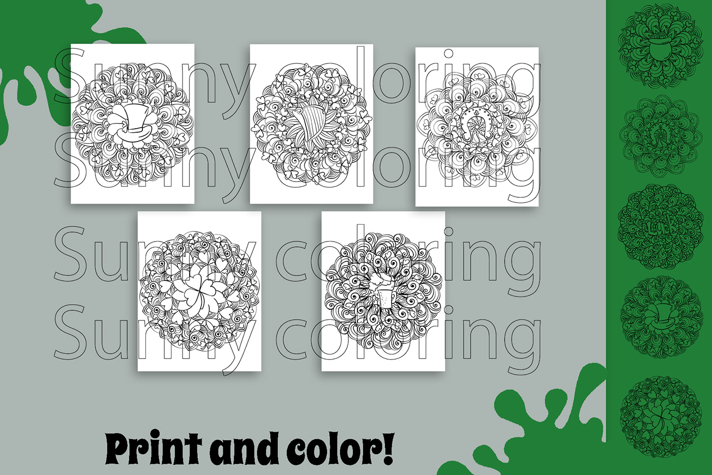Mandala Saint Patricks Day coloring book coloring coloring page Outline Illustration printable art therapy Activity Coloring Book contour mandala