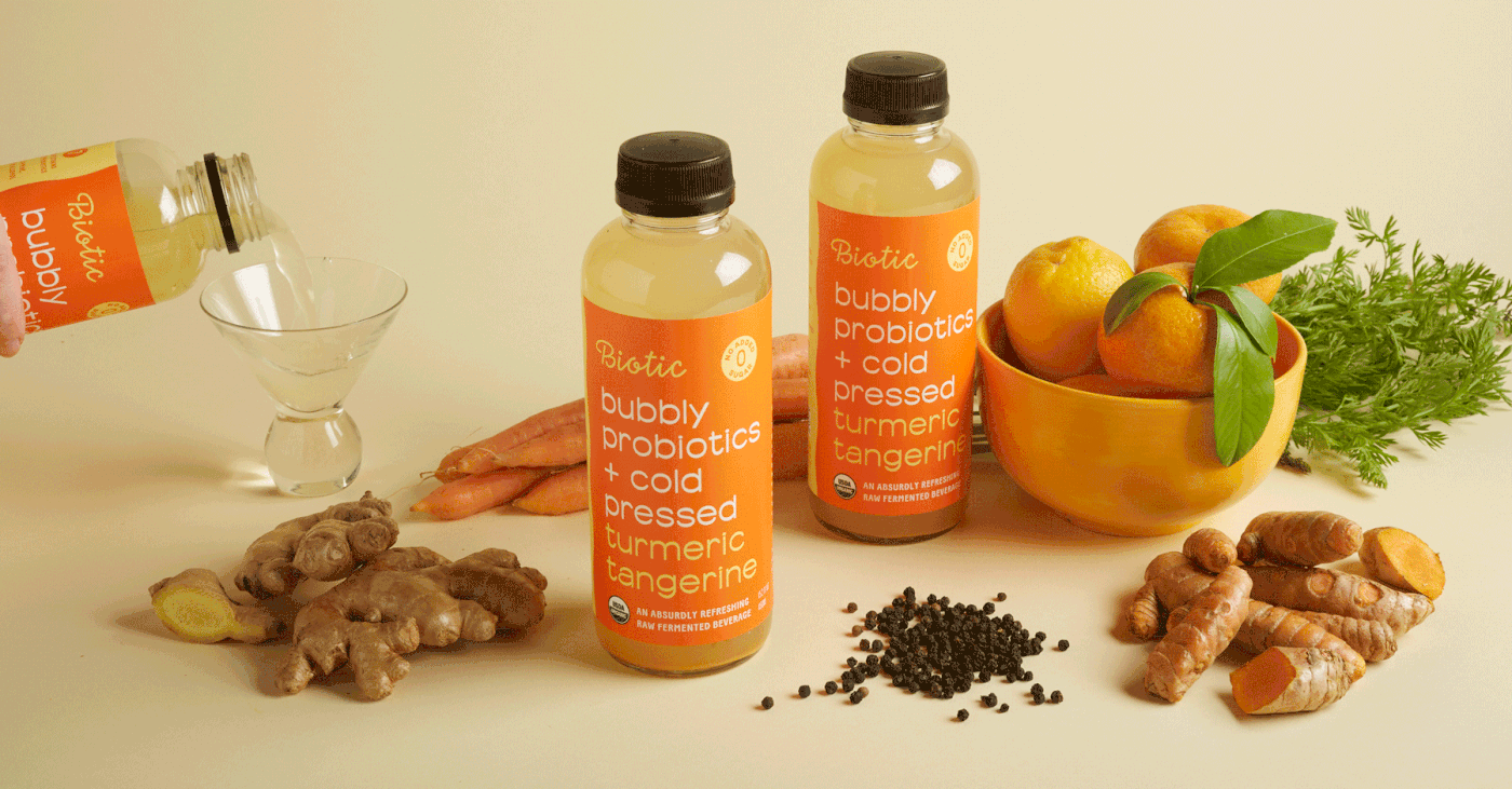 biotic probiotics beverage brand identity Packaging bottle Fruit