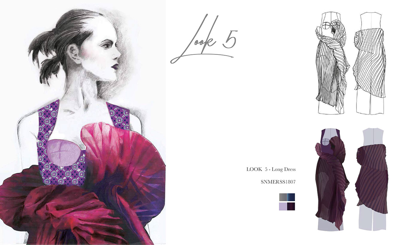 womenswear fashion design illustrations Swarovski Spring Summer 2018 FYP sketching Pattern cutting draping Drafting