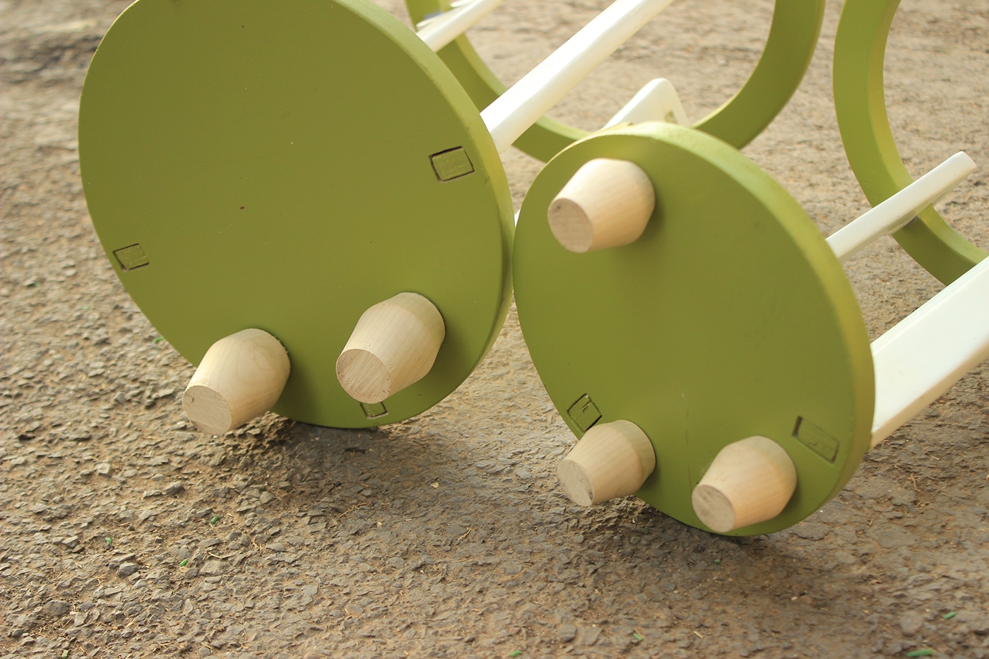 rubberwood storage seating furniture Collapsible green metal rods sheet plywood