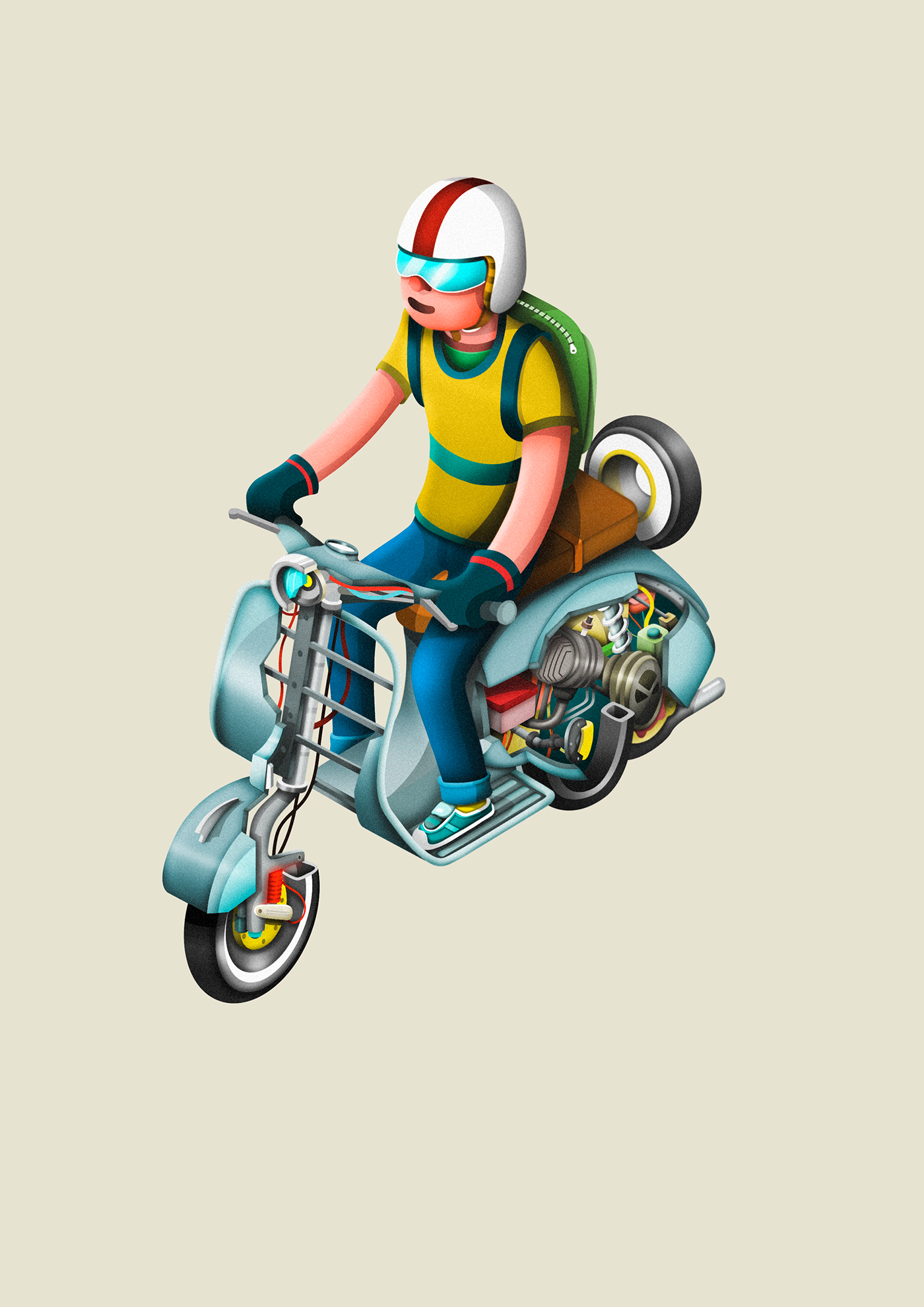 digital digital illustration car moto shadow color Volume poster bankia vector