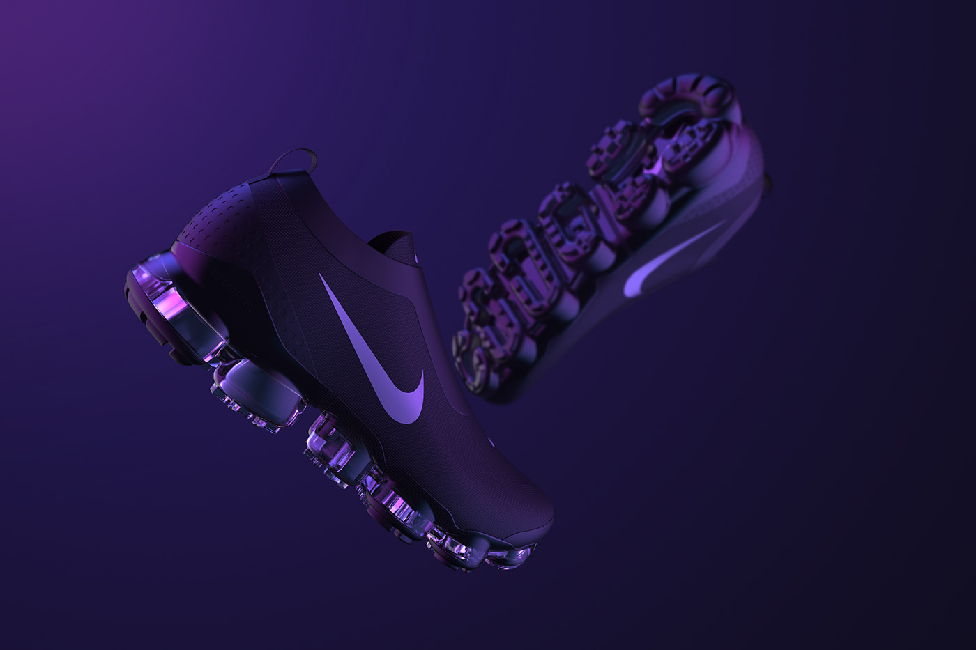 Nike sneakers neon industrial design  motion sport vapormax colors Cyberpunk robotic