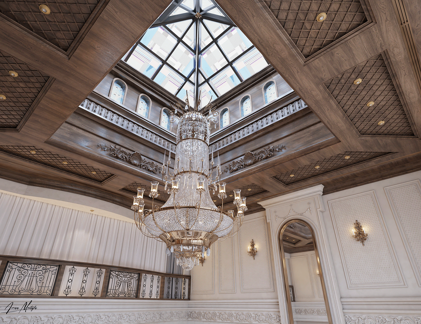 3D Classic design doha Interior luxury palace Qatar visualization vray