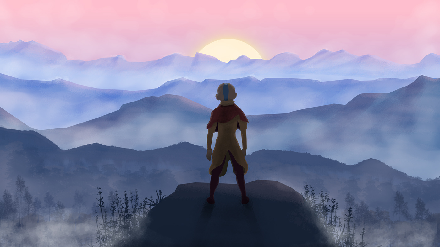 appa the last airbender Aang avatar fanart animated sunset anime