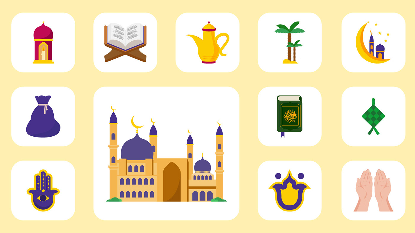 adobe illustrator cartoon Character design  digital illustration eid mubarak flat design icons islamic ramadan vector