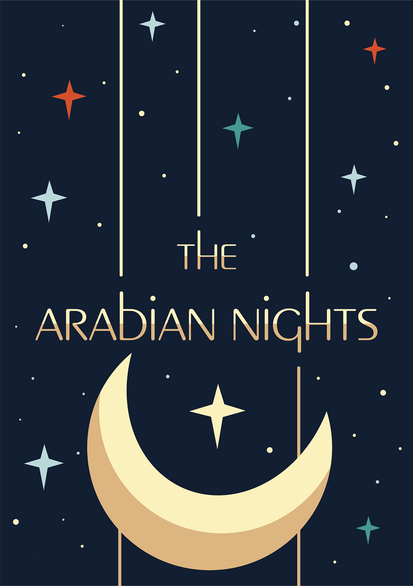 1001 nights arabian nights book book cover class project design night stars typography   typography design