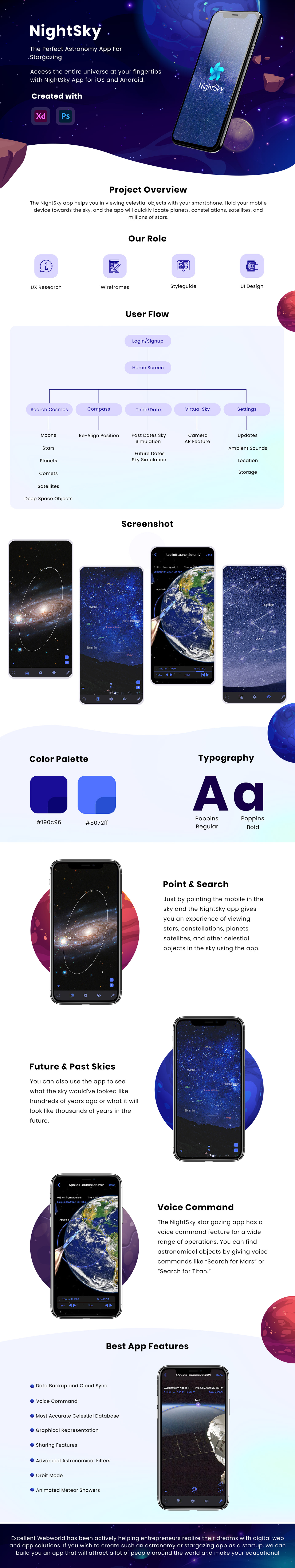 app app design astronomy app Stargazing App UI ux