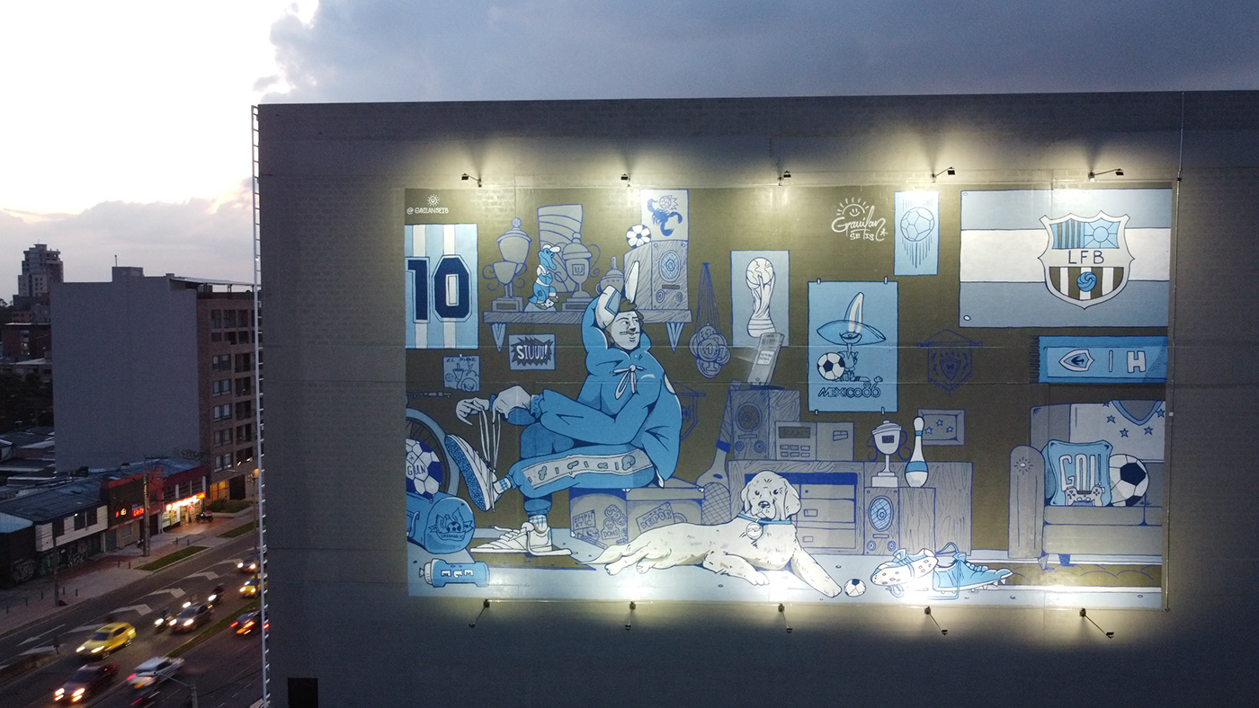 Mural Futbol streetart Urbanart wall ILLUSTRATION  football sports soccer messi