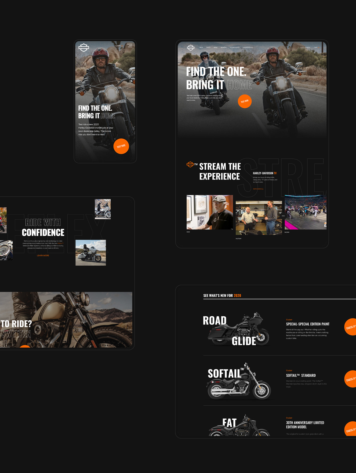 Bike concept Davidson H-D harley Motor motorcycle UI/UX Design Web Design  web page
