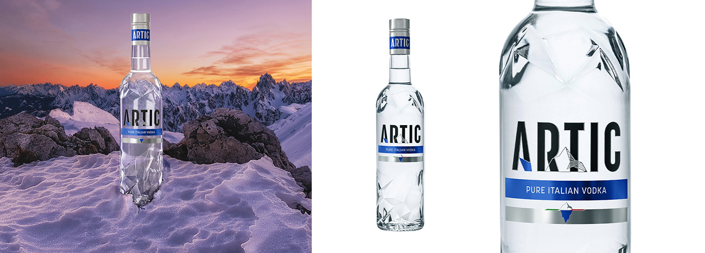 artic brand identity lanscape Nature Packaging packaging design Photography  snow Vodka winter