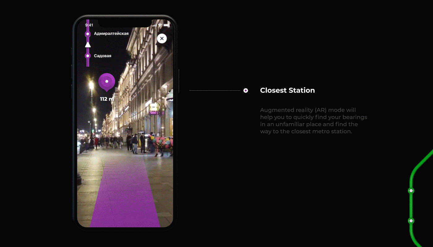 Adobe Aero app AR dark metro subway Travel UI underground ux