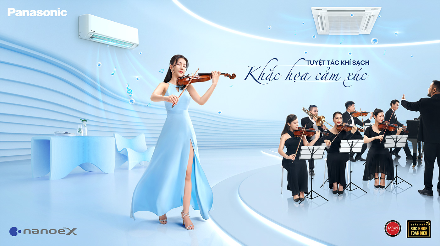 Commercial Photography photoshoot photographer key visual airconditioner panasonic orchestra band Violin vietnam