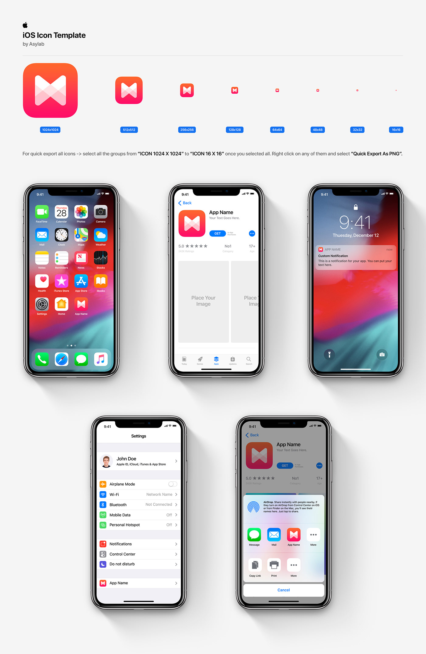 ios Icon ios icon template psd template Mockup presentation apple ios icon psd app