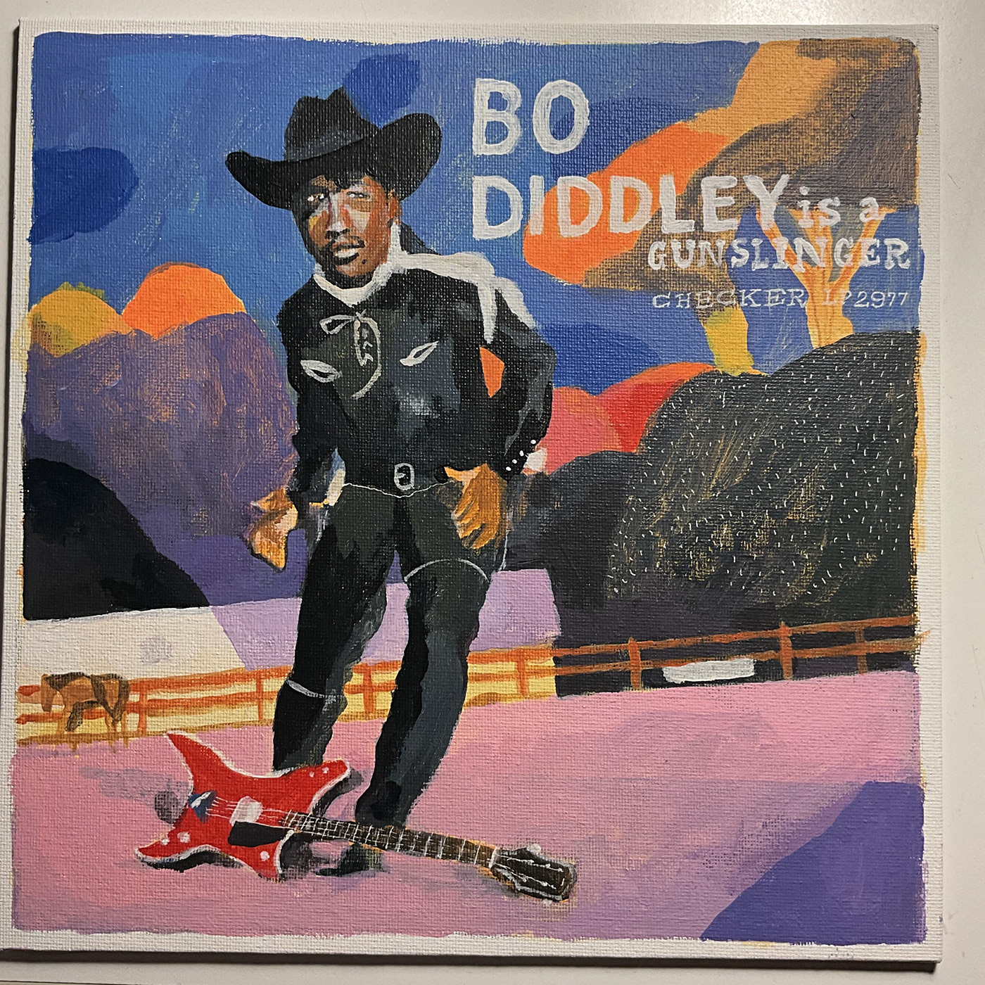 sleeve record blues painting   peinture acrylique bo diddley