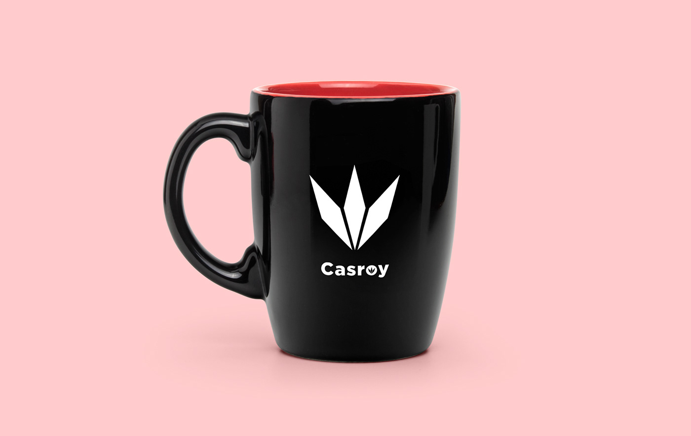 Image contains: Casroy branding on a cup/mug designed by Humza DZN.
