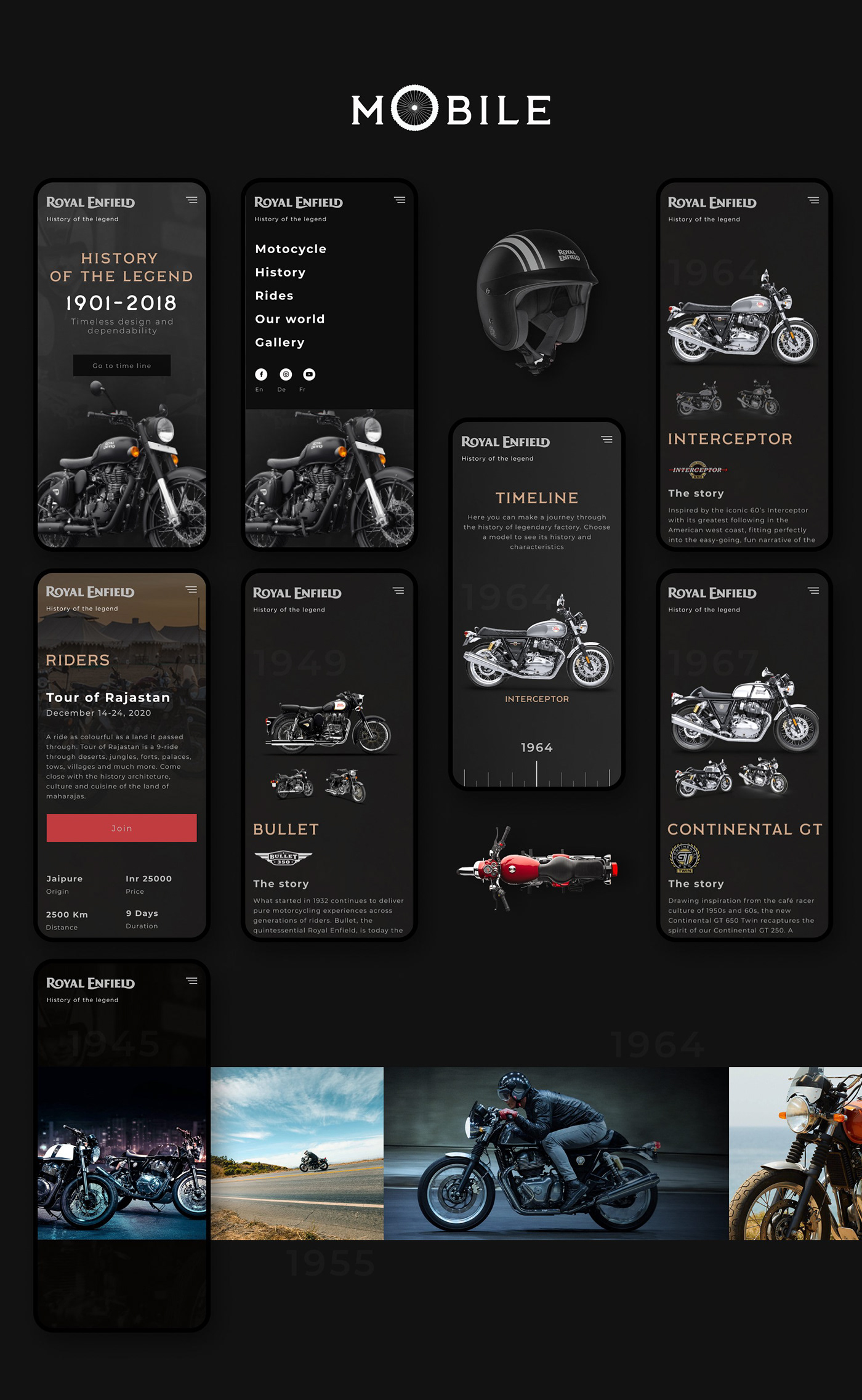 conceptual design landing page royal enfield Web Design  retromotocycles uiuxdesign webdesigner