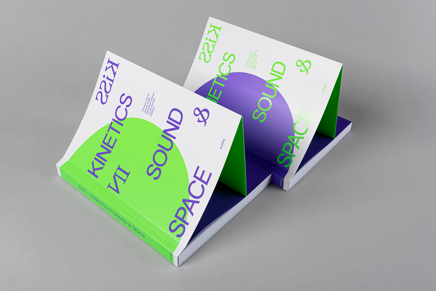 book design cover editorial Kinetics Layout Design Neon Green Neon purple pantone sound