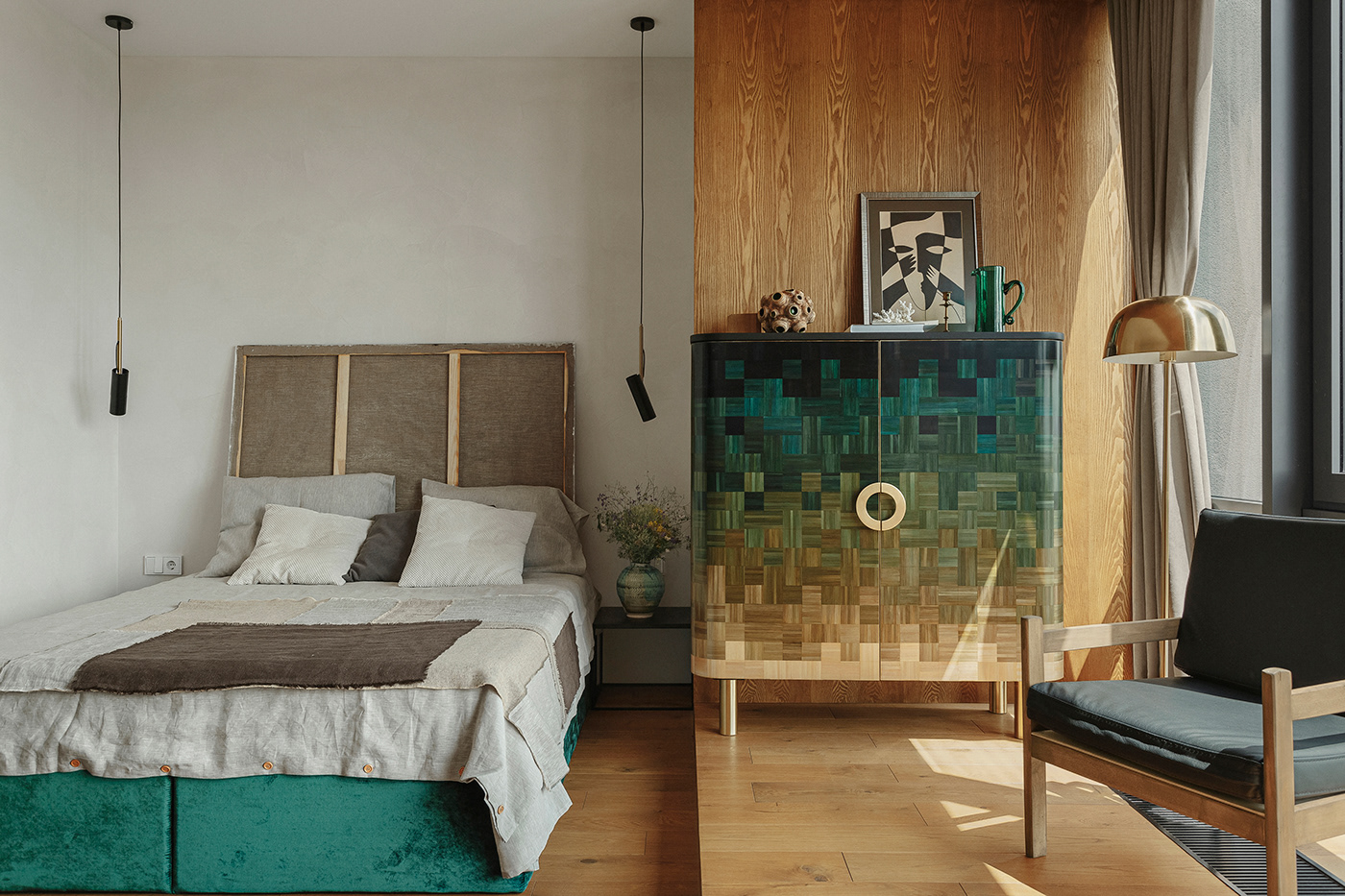 apartment collectible design emerald flat green Interior modern studio styling 