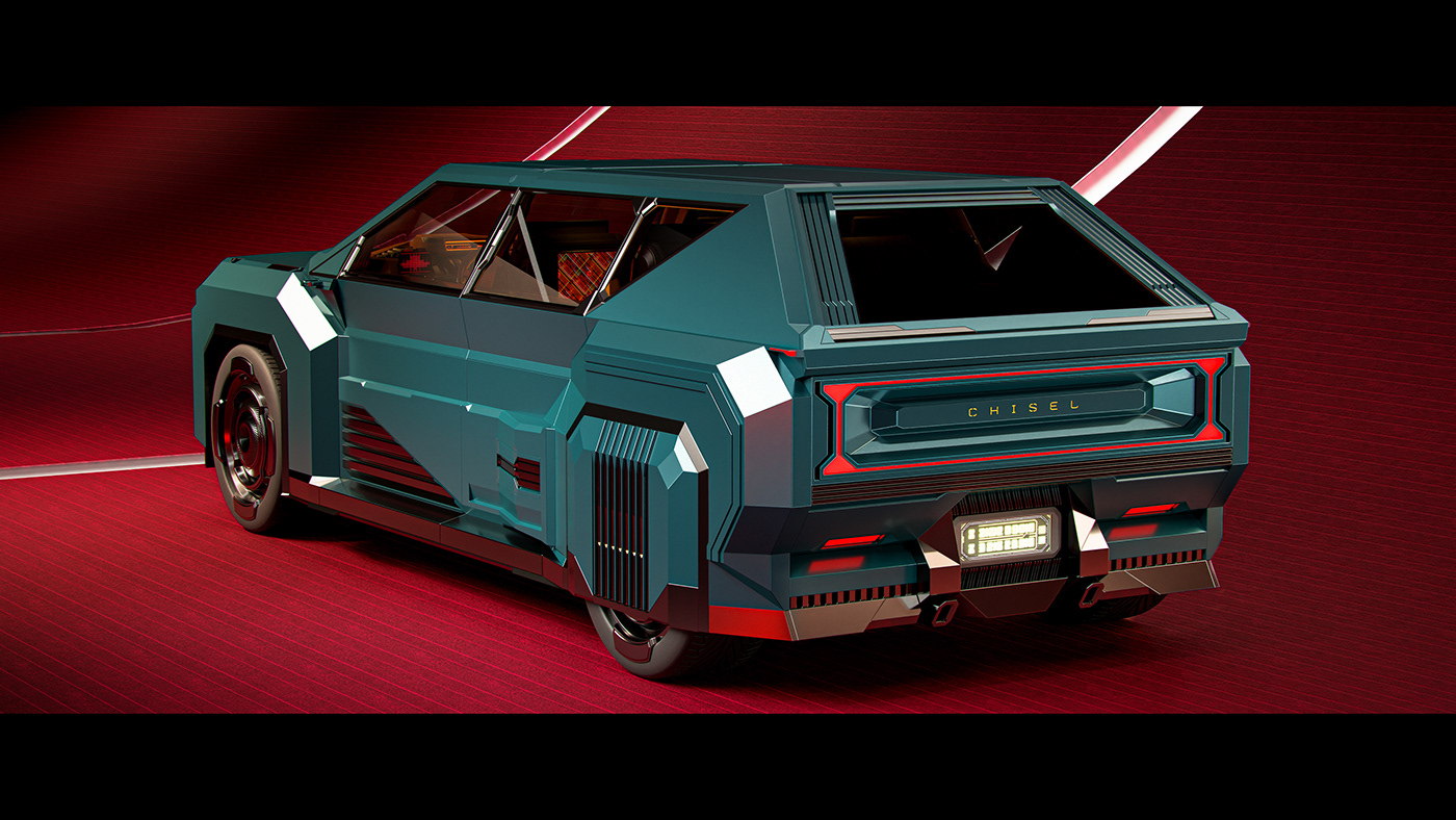 car suv Heavy Cyberpunk Retro futuristic Render