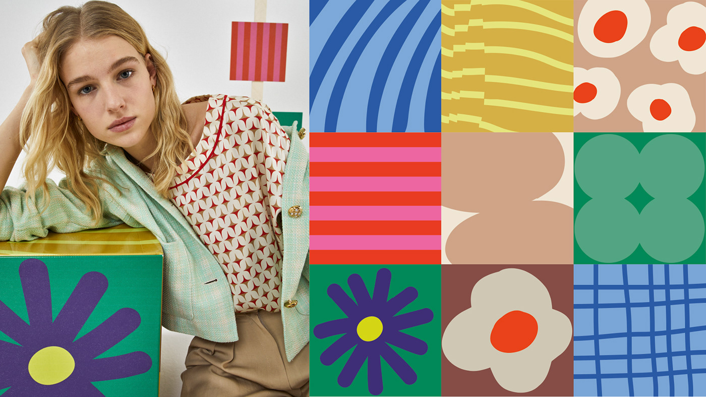 color Window flower abstract Fashion  shop props design pattern print set