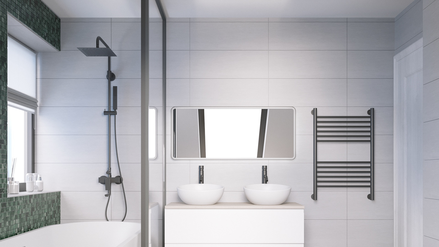 bathroom private house interior design  visualization architecture Render archviz czechia Attic