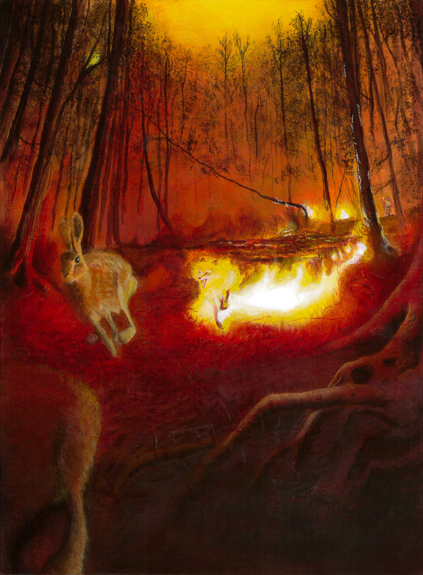 painting   acrylic painting fantasy art ILLUSTRATION  fantasy illustration artwork TRADITIONAL ART fire elemental FOX