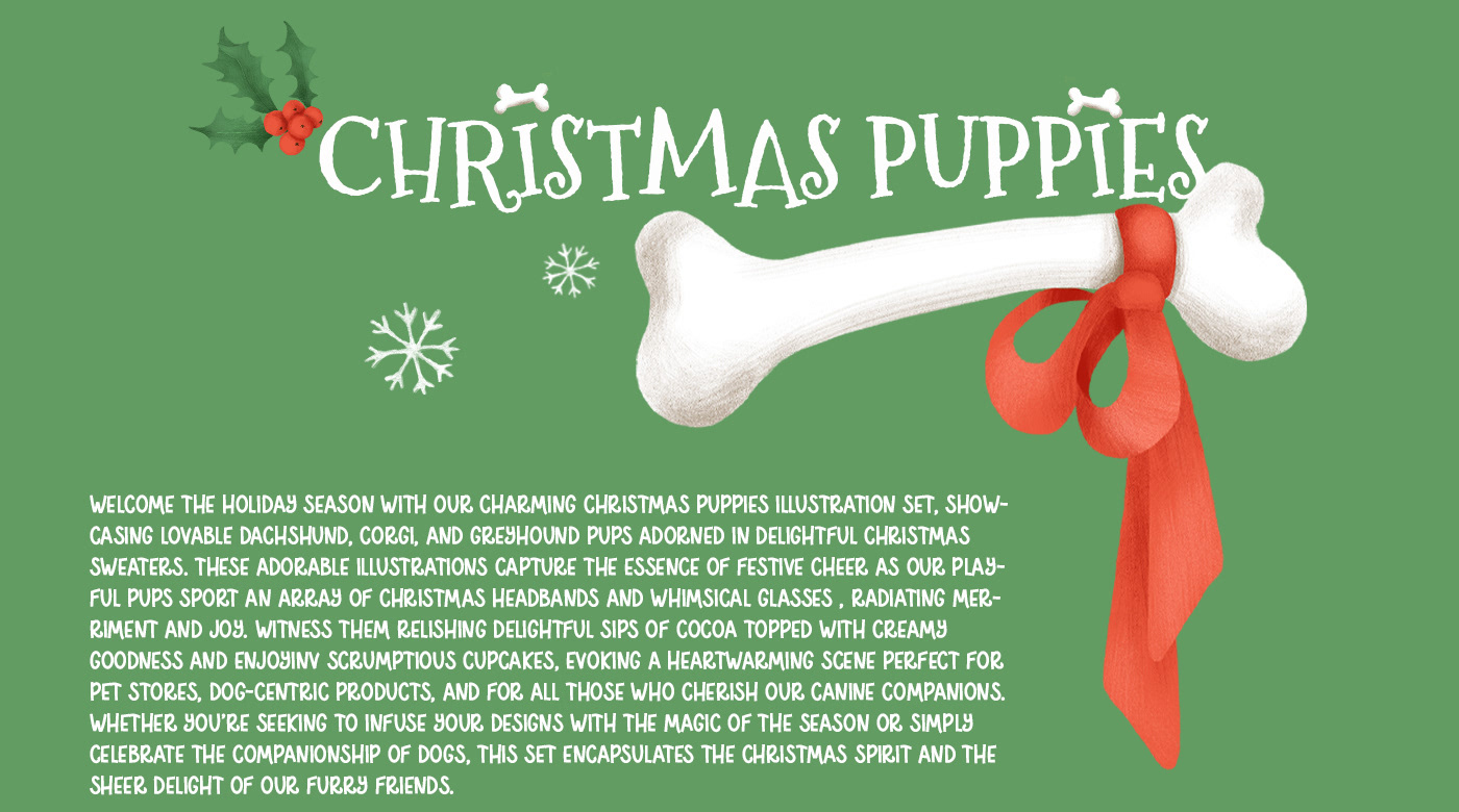 Christmas puppy dog illustration Corgi greyhound bones petshop christmas sweater dachshund Dog store