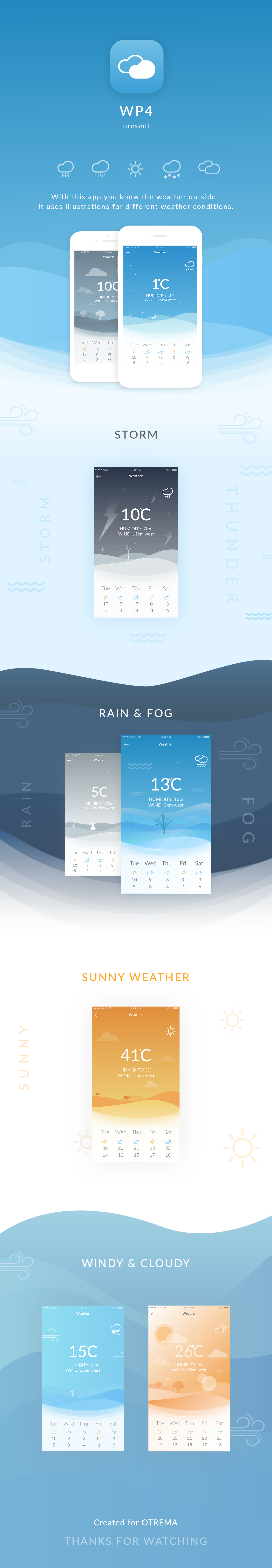 UI ux app application color psd weather illustrations
