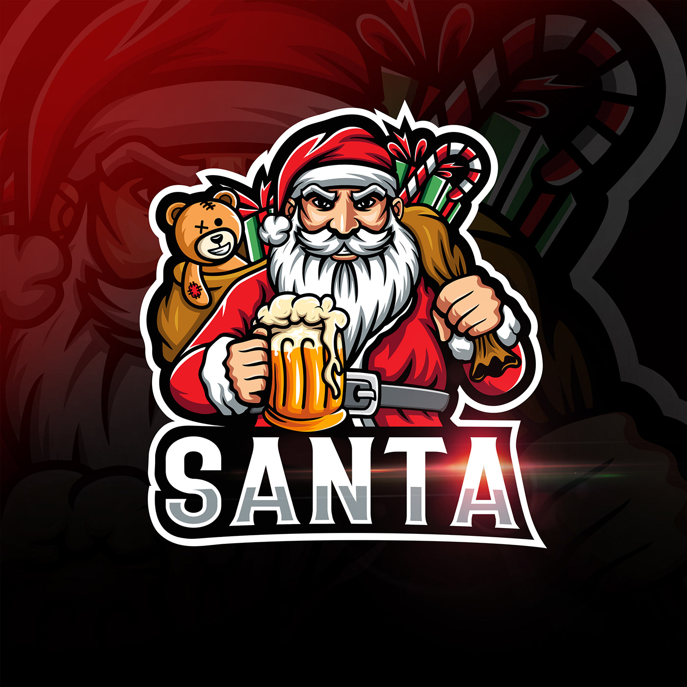beer beer logo Christmas Christmas Logo esports mascot logo santa Santa Claus santa logo sport logo