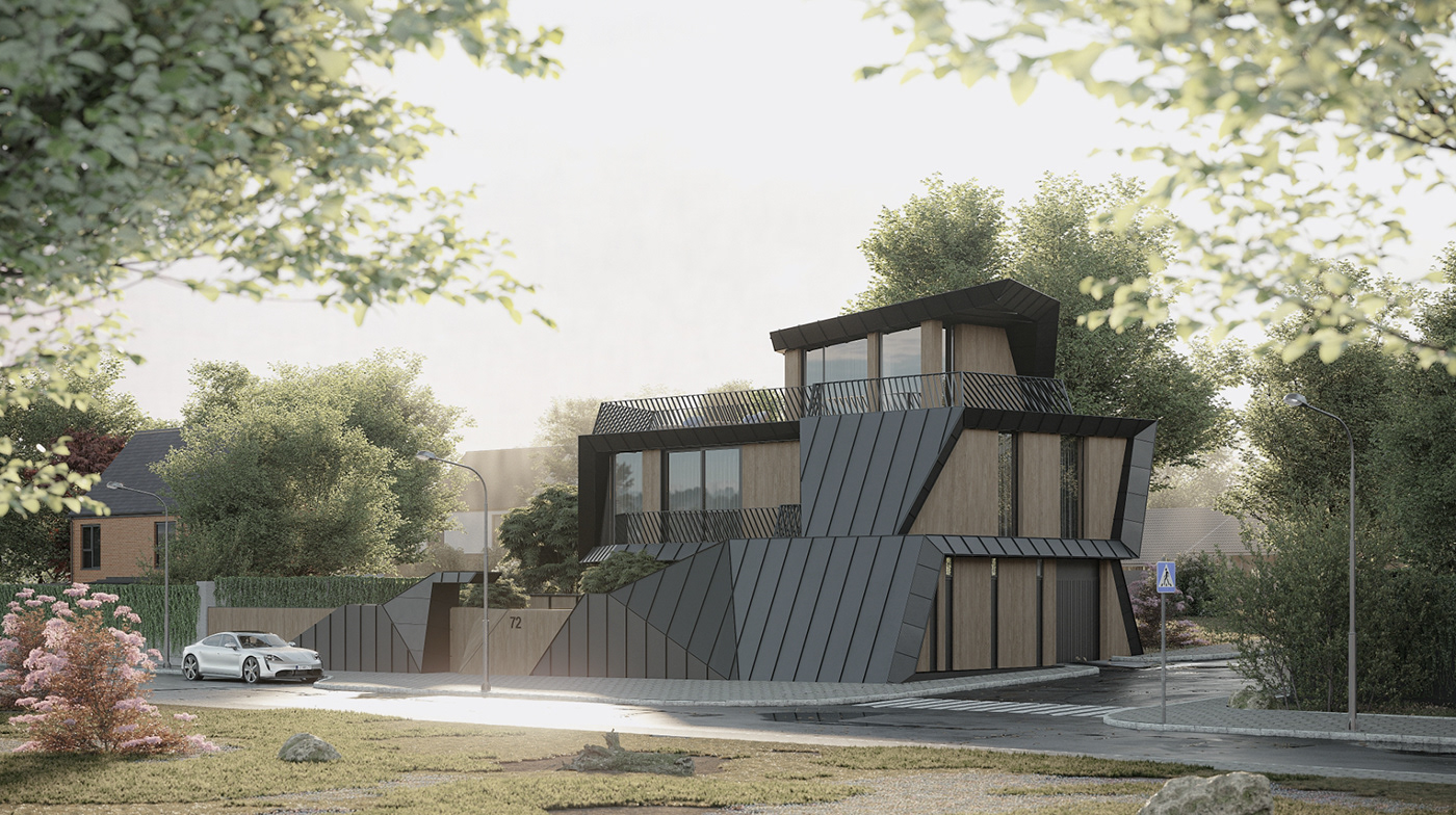 architecture black house metal minimalistic modern residential tbilisi wood