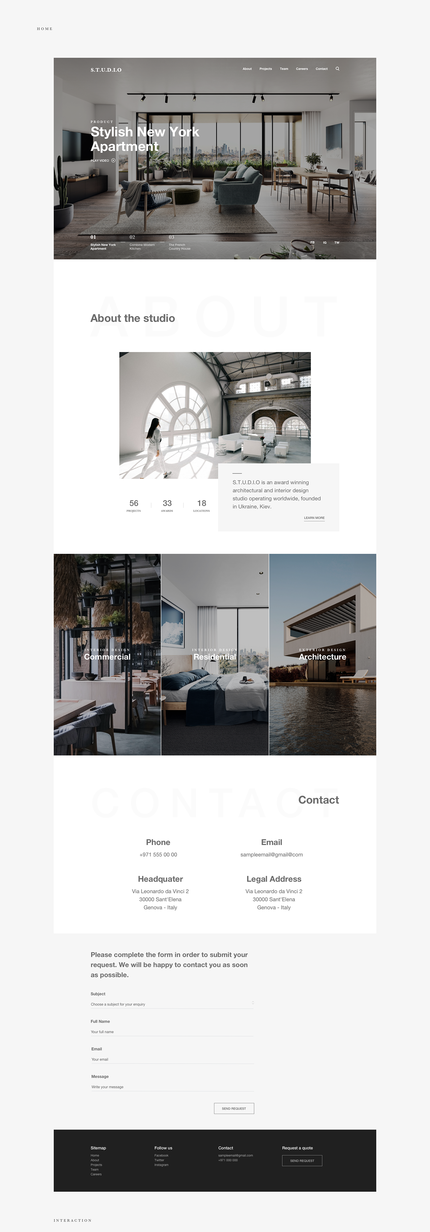 Web UI ux architecture Interior Website concept furniture landing typography  