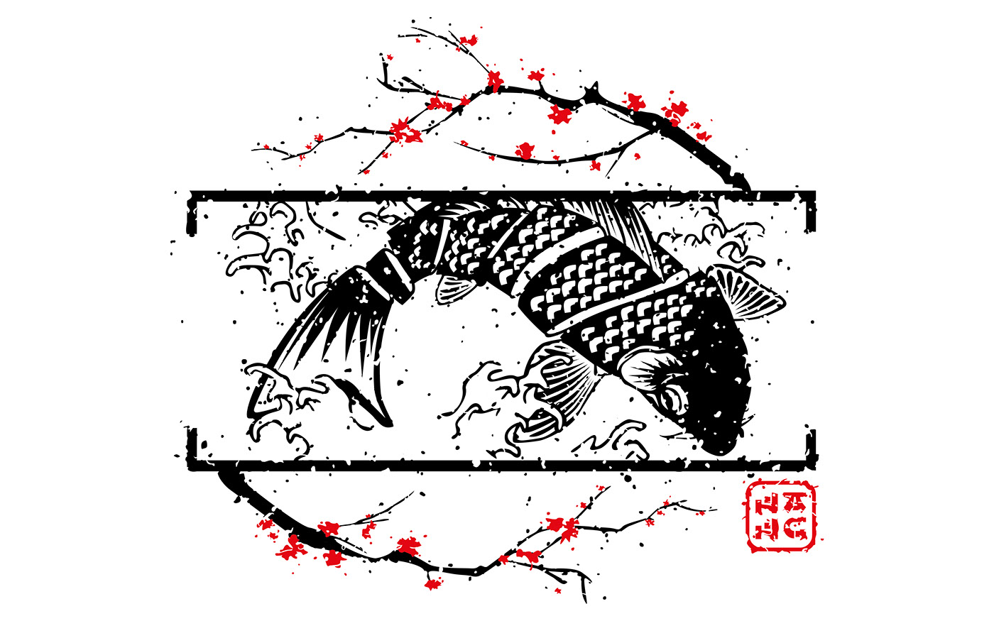 JPN estilo japonés japanese japan JAPON blanco negro rojo Illustrator jjcaja caja diseño