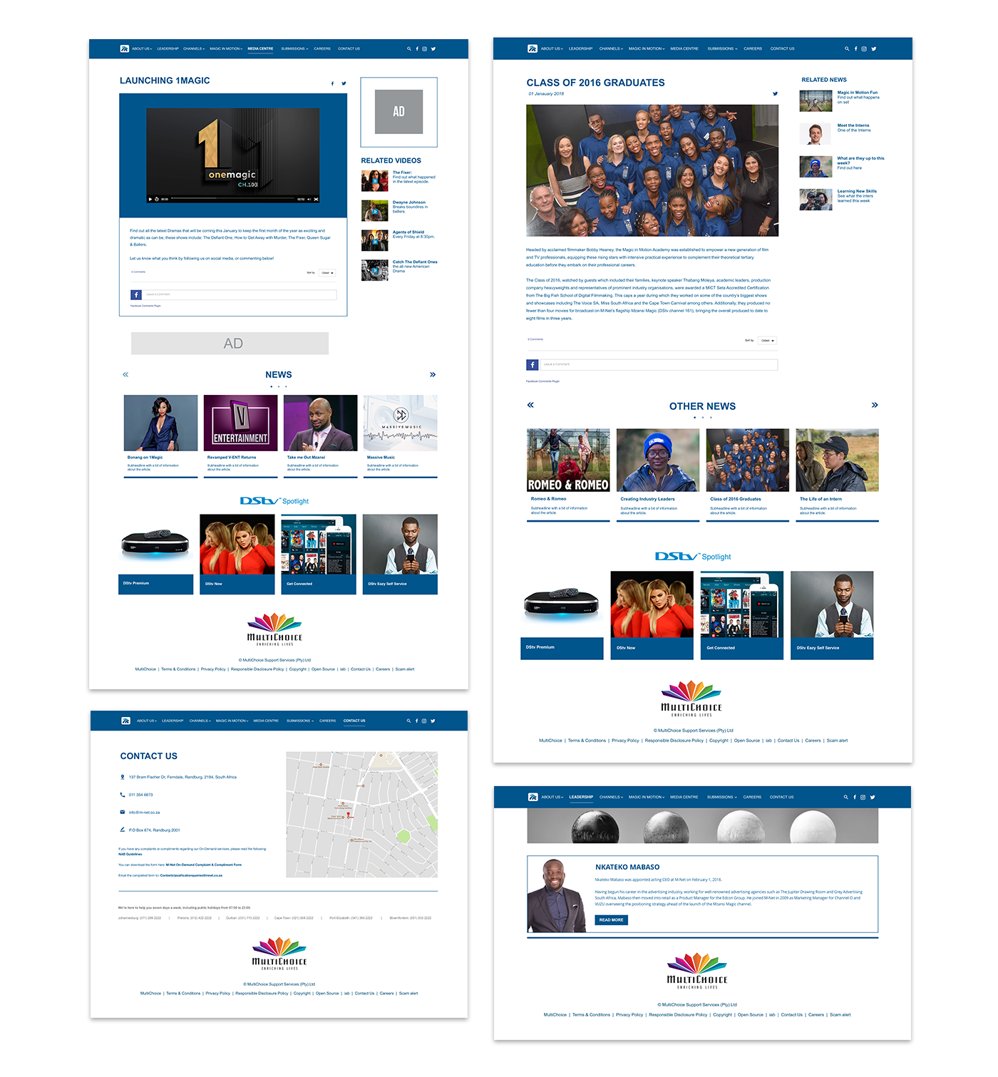 M-Net wesbite UI ux design web mockups M-Net corporate blue White