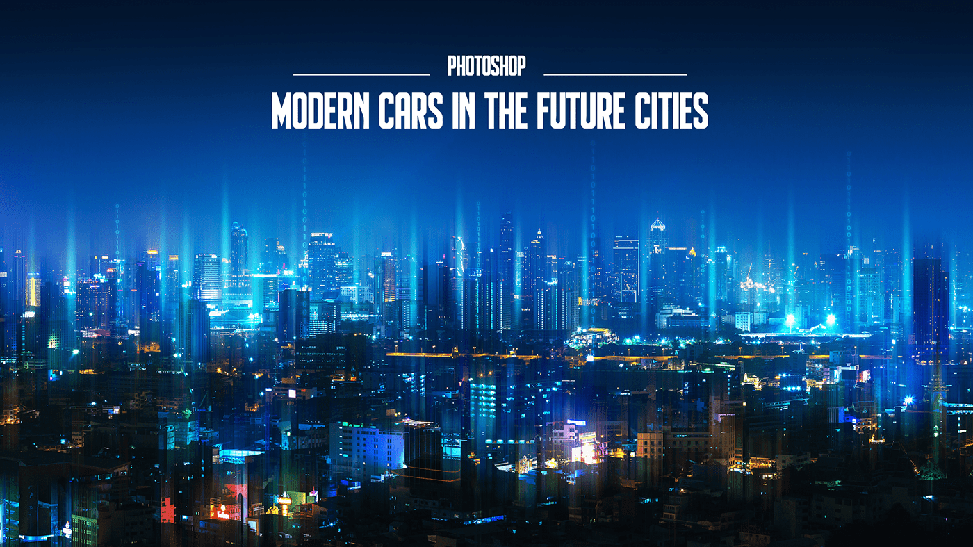 car city design fantastic future graphic night photoshop sci-fi