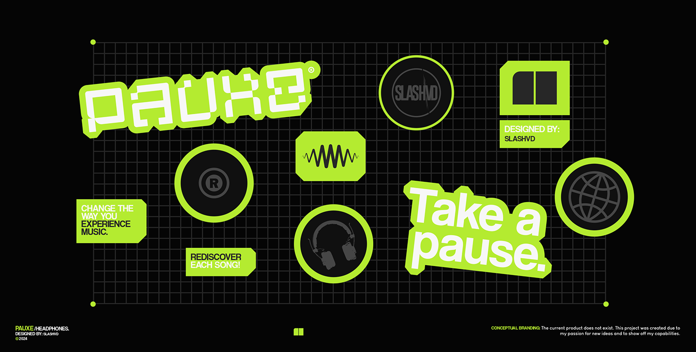 product design  headphones headset Cyberpunk Brutalism futuristic concept art conceptual branding  brand identity
