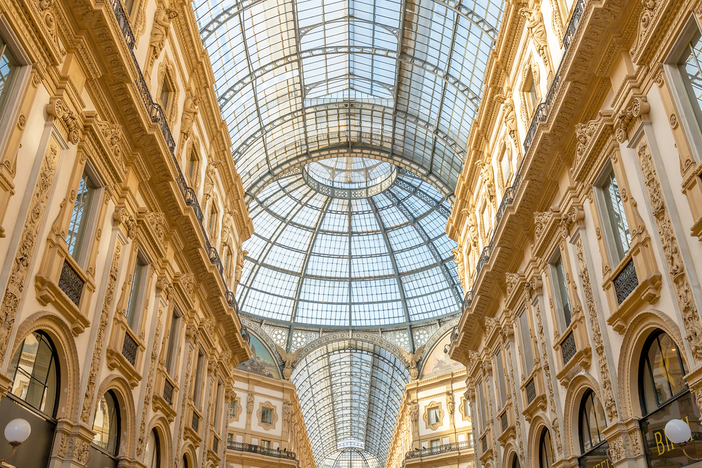 Galleria Vittorio Emanuele II in Milan is Italy's oldest and continuous shopping center.