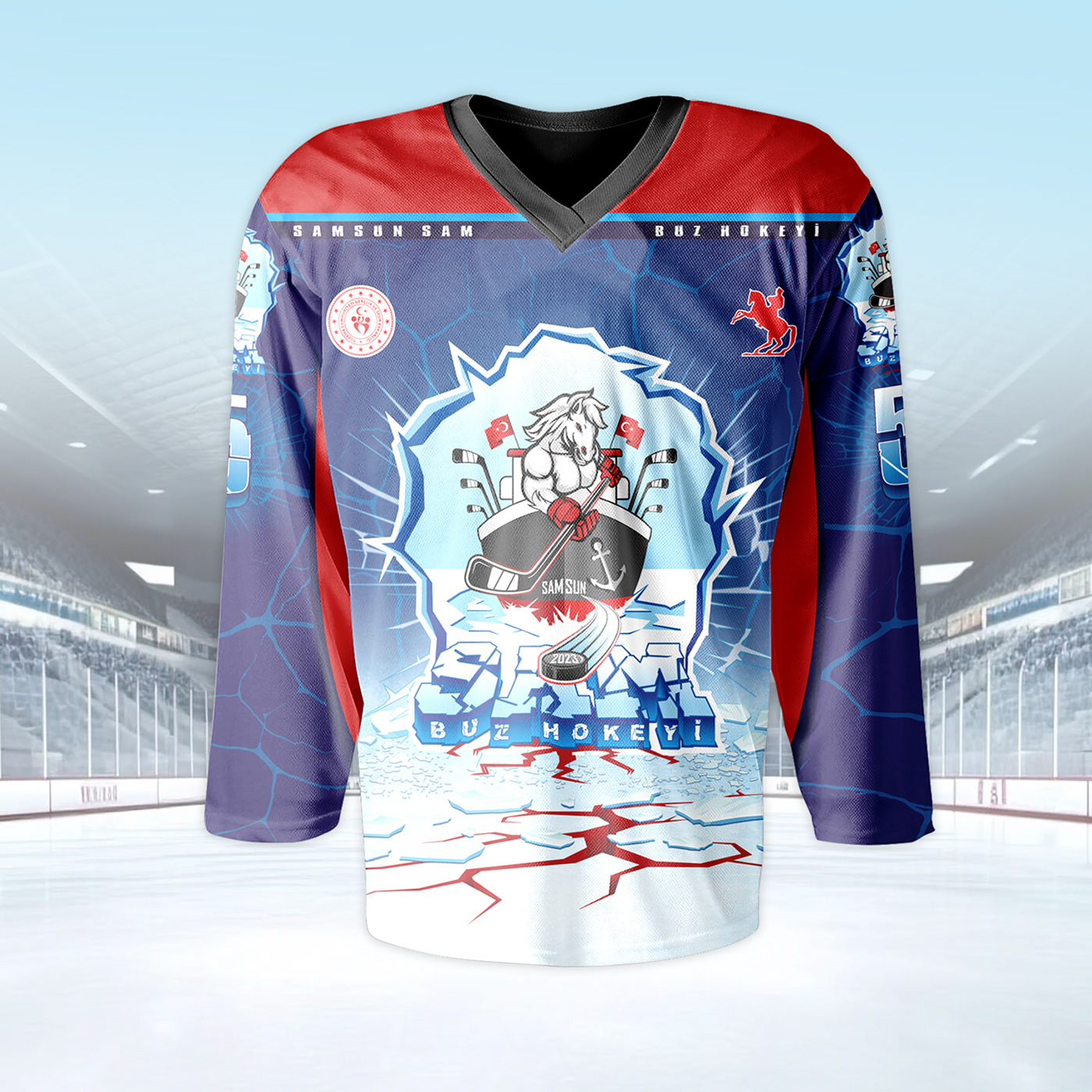 ice hockey buz hokeyi uniform jersey forma samsun sports horse ship iihf