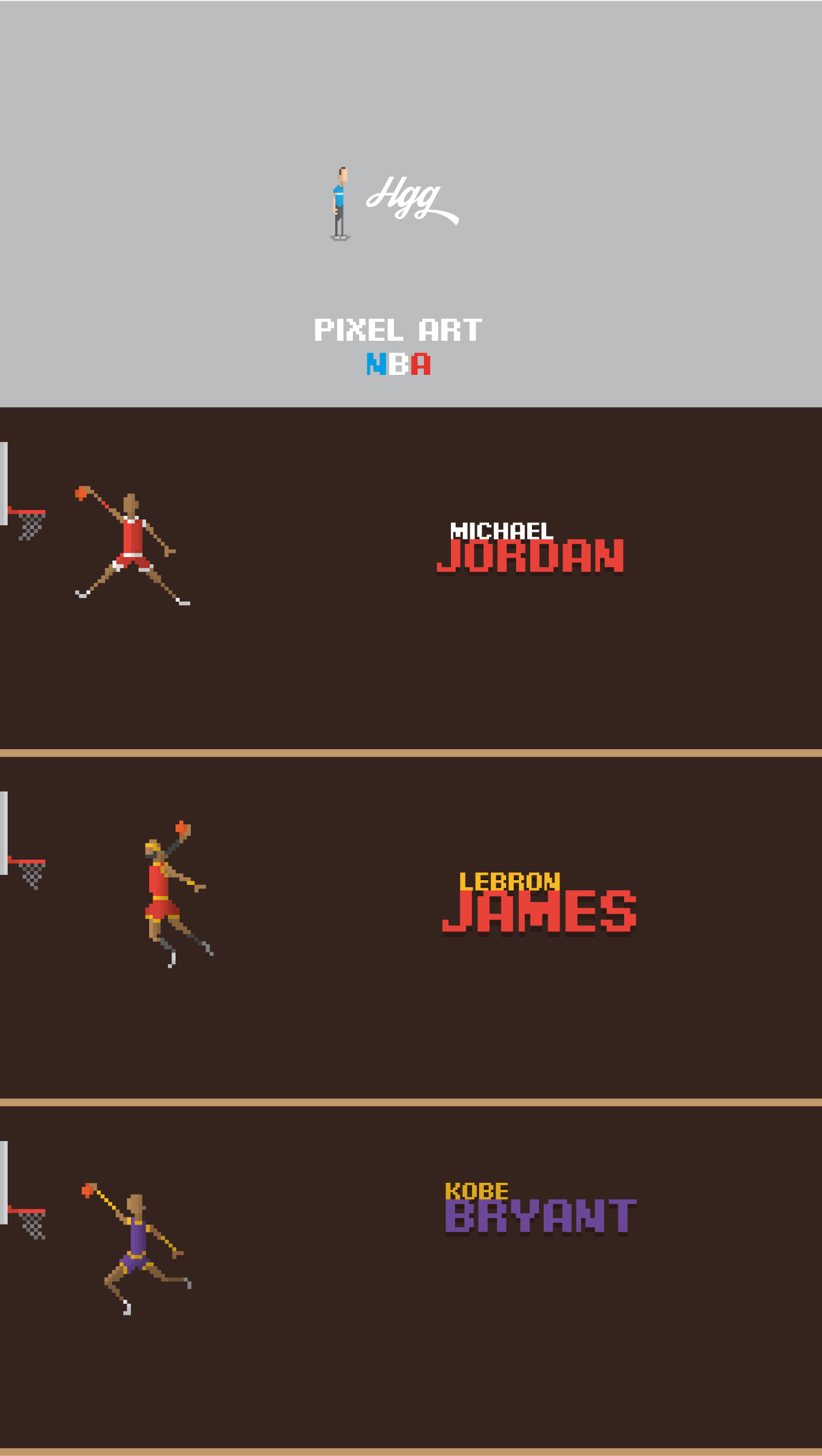 MJ Michael Jordan kobe Kobe Bryant LeBron LeBron James NBA pixel Pixel art draw