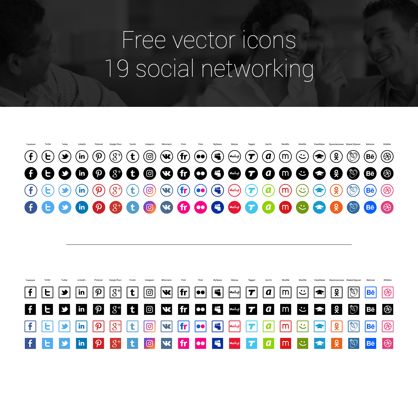 free freebie free vector icons Social Networking facebook twitter Linkedin Google Plus+ instagram download